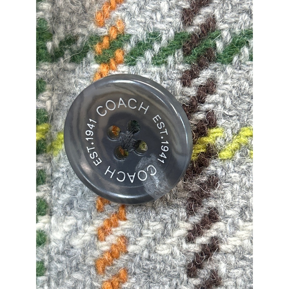 Coach 1941 Wool Coat Womens L Multicolor Tattersall Tweed Plaid Purple Lining - Picture 4 of 10